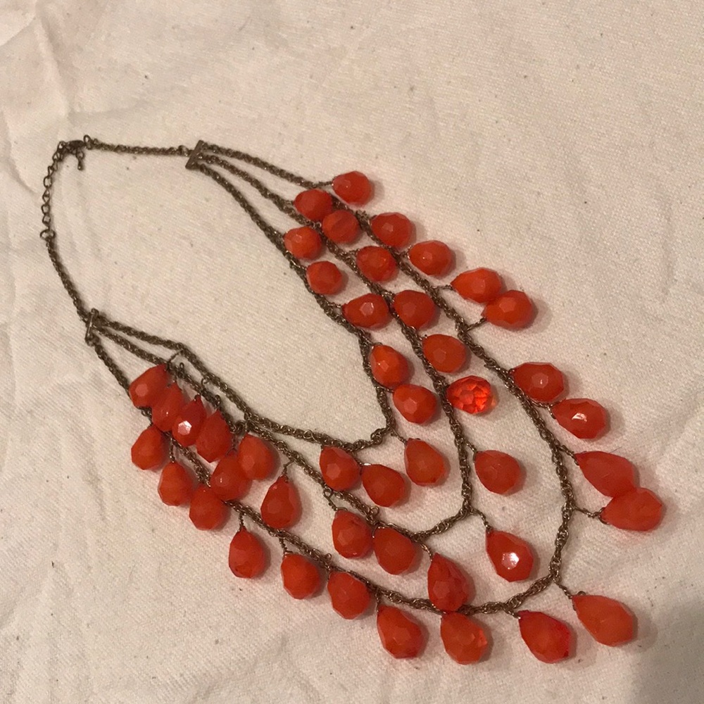 3 for $25 Dangly Orange Fashion Statement Necklace